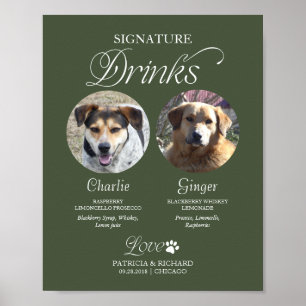 Haustier-Signature-Drinks-Hochzeitsschild mit Foto Poster