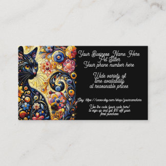 Haustier Sitter Whimsical Abstrakte Blumenkatze Visitenkarte