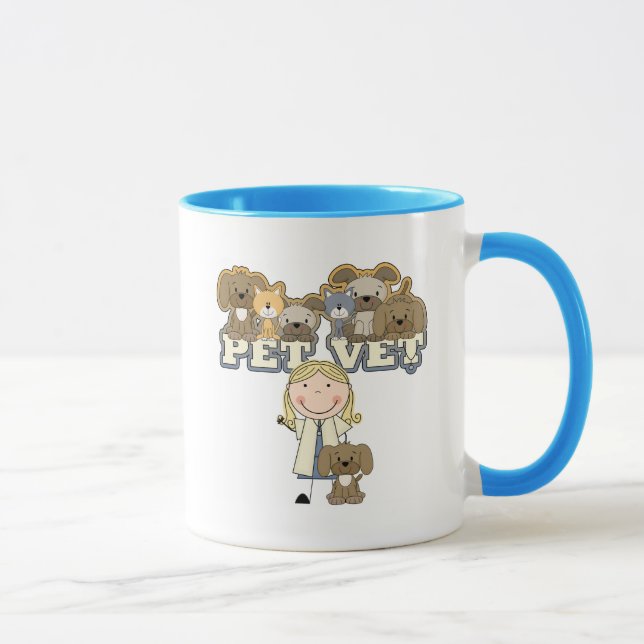 Haustier-Tierarzt-blonde weibliche T-Shirts und Tasse (Rechts)