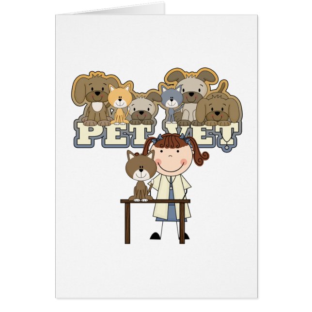 Haustier-Tierarzt-brünette weibliche T-Shirts und (Vorne)