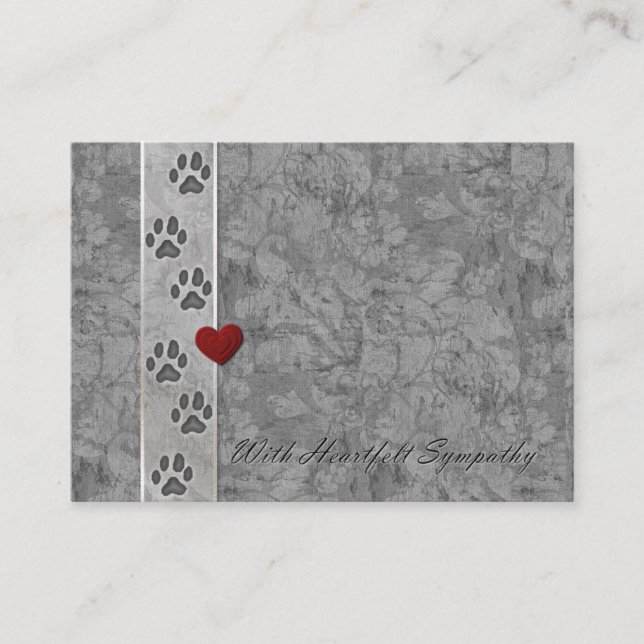 Haustier-Verlust-Beileids-Geschäfts-Karte Visitenkarte (Vorderseite)