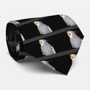 Haustier-Vogelcockatiel-Foto auf Schwarzem mit Krawatte