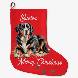 Haustier-Wasserfarbe Berner Sennenhund Braun Perso Großer Weihnachtsstrumpf