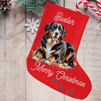 Haustier-Wasserfarbe Berner Sennenhund Braun Perso Großer Weihnachtsstrumpf