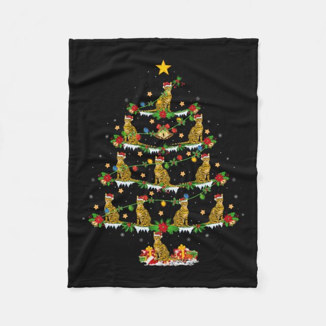 Haustier Weihnachten Weihnachten Bengalische Katze Fleecedecke (Vorderseite)