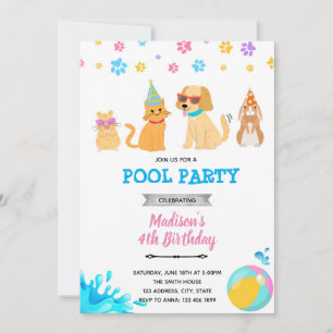 Haustieradoption-Poolparty Einladung
