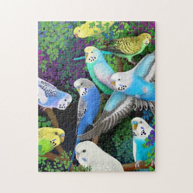 HaustierBudgerigars im Farn-Puzzlespiel Puzzle (Vertikal)
