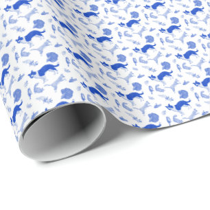 Haustiere auf dem Vormarsch (Blau)  Geschenkpapier