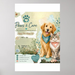 Haustiere, Cat And Dog Sitter Und Walker Party Poster