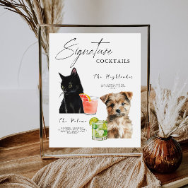 Haustiere Cocktail Cat and Dog Drinks Menu Wedding Sockelschild