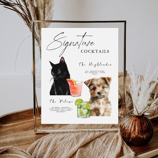 Haustiere Cocktail Cat and Dog Drinks Menu Wedding Sockelschild (Von Creator hochgeladen)