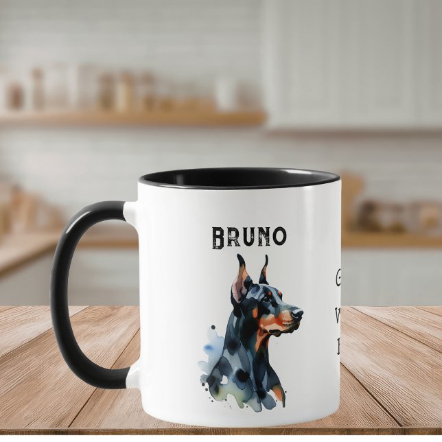 Haustiere Einfache Wasserschlag Dobermann Schwarz  Tasse (Personalize this Design)