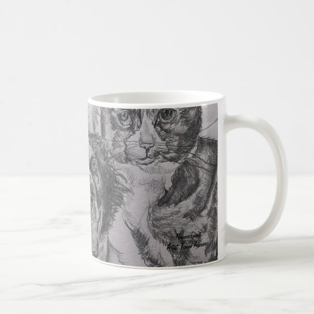 Haustiere Hunde und Katzen Kunst, Dichtung und Mus Kaffeetasse (Rechts)