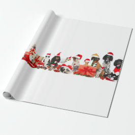 Haustiere in Weihnachtsmannmützen Weihnachtsverpac Geschenkpapier