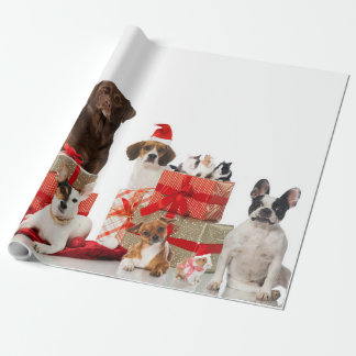 Haustiere in Weihnachtsmannmützen Weihnachtswackel Geschenkpapier