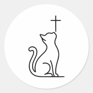Haustiere Katzen lieben Jesus Sei glücklicher Erlö Runder Aufkleber