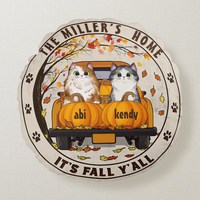 Haustiere Niedliches Haus Personalisierte Geschenk Rundes Kissen (Vorderseite)