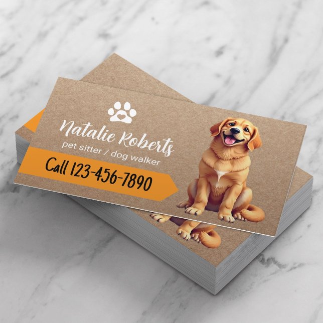 Haustiere Sitter Hund Wandern glücklich Golden Ret Visitenkarte (Von Creator hochgeladen)