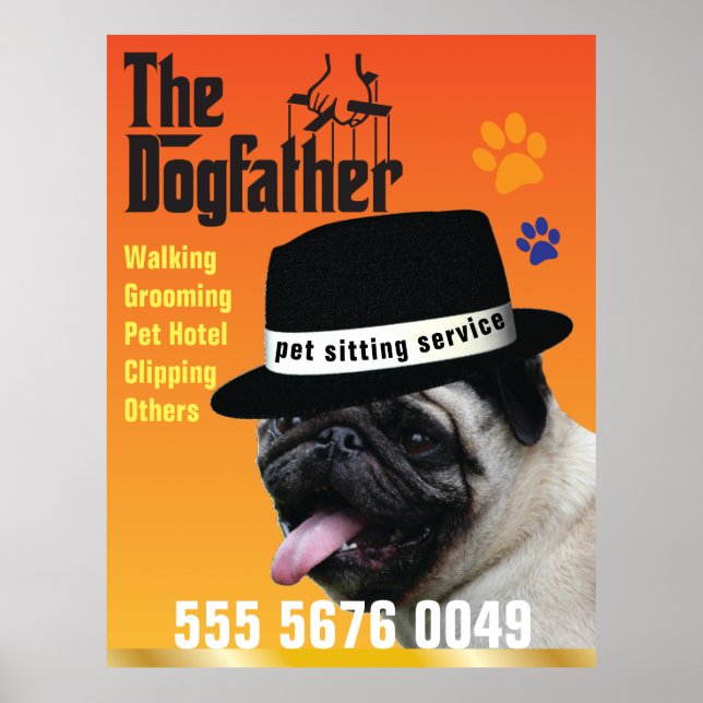Haustiere Sitzen 🐾 Dogvater Dog Walker vertrauens Poster (Vorne)