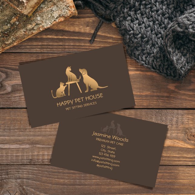 Haustiere Sitzende Hunde Laufen Katze Tierärztlich Visitenkarte (Von Creator hochgeladen)