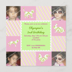 Haustiere & Streifen Geburtstagsfeier Einladung Fo