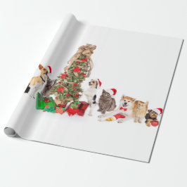 Haustiere um das Weihnachtsbaumumschlagpapier Geschenkpapier