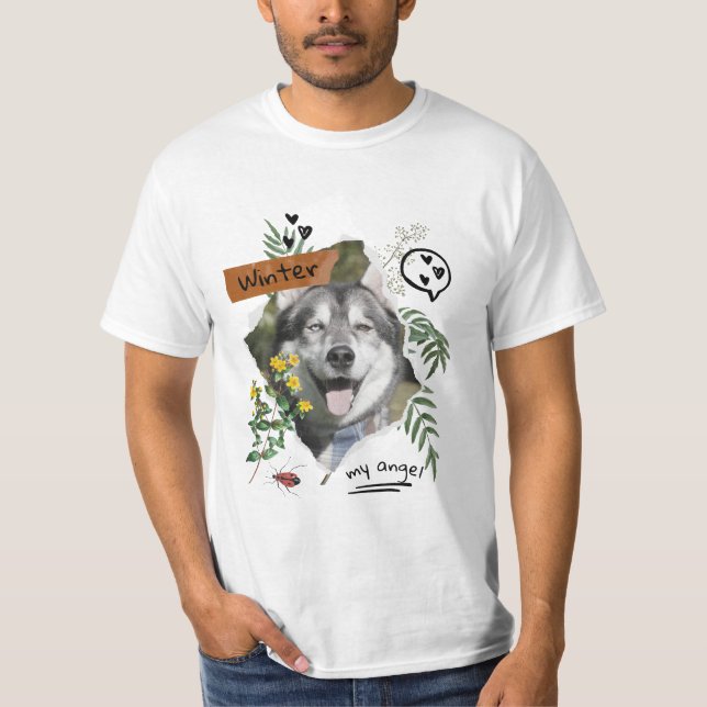 Haustiere und Blume, skalierbar, maßgeschneidert T-Shirt (Vorderseite)