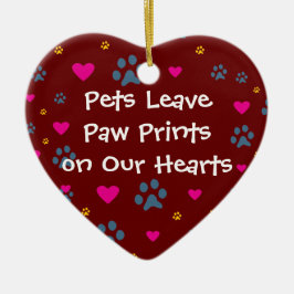 Haustiere verlassen Tatzen-Drucke auf unseren Keramik Ornament