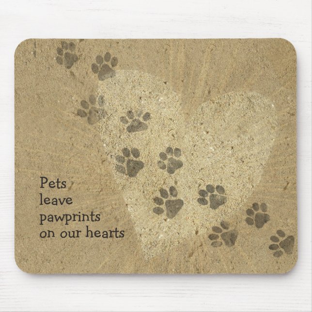 Haustiere verließ Paw Prints auf unseren Herzen Mousepad (Vorne)