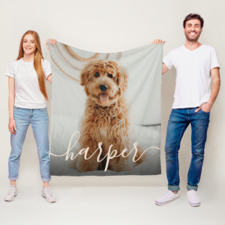 Haustierfoto & handgeschriebener Schriftname Fleecedecke