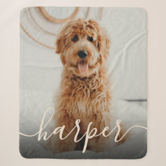 Haustierfoto & handgeschriebener Schriftname Sherpadecke