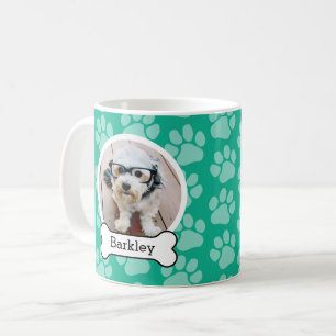 Haustierfoto mit Hundeknochen und Pfotenabdrücken Tasse
