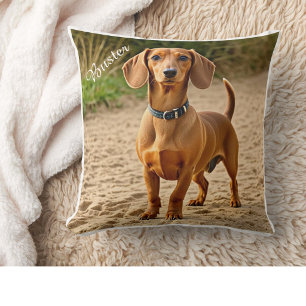 Haustierfoto & Name Dachshund Personalisieren Kissen
