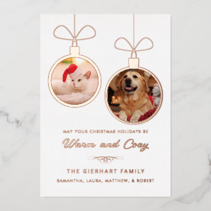 Haustierfotos Hund und Katze Weihnachtsfeiertage Folien Feiertagskarte