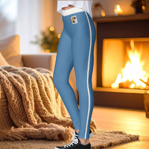 Haustierkatze Mama Stumm Blau Neutral Gestreift Pe Leggings