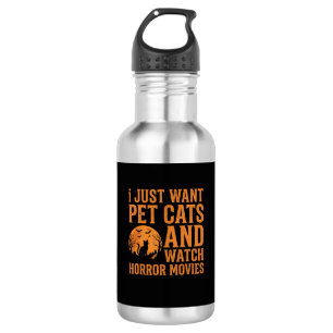 Haustierkatzen Horrorfilme Halloween Design_1 Edelstahlflasche