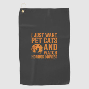 Haustierkatzen Horrorfilme Halloween Design_1 Golfhandtuch