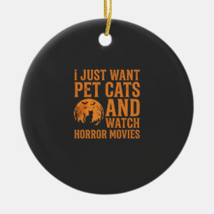 Haustierkatzen Horrorfilme Halloween Design_1 Keramik Ornament