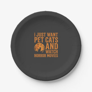 Haustierkatzen Horrorfilme Halloween Design_1 Pappteller