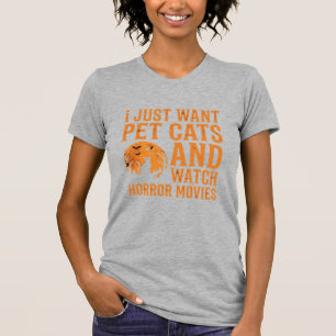 Haustierkatzen Horrorfilme Halloween Design_1 T-Shirt