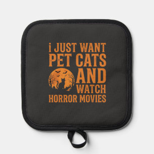 Haustierkatzen Horrorfilme Halloween Design_1 Topflappen