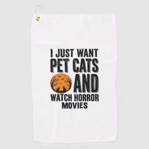 Haustierkatzen Horrorfilme Vintage Halloween-Shirt Golfhandtuch