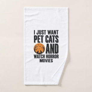 Haustierkatzen Horrorfilme Vintage Halloween-Shirt Handtuch