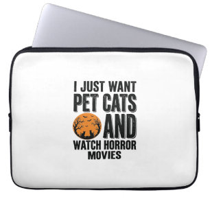 Haustierkatzen Horrorfilme Vintage Halloween-Shirt Laptopschutzhülle