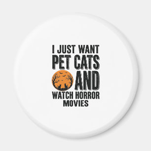 Haustierkatzen Horrorfilme Vintage Halloween-Shirt Magnet
