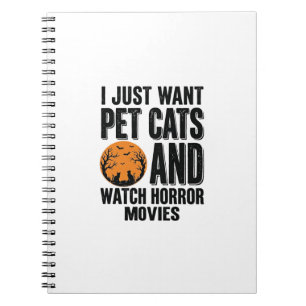 Haustierkatzen Horrorfilme Vintage Halloween-Shirt Notizblock