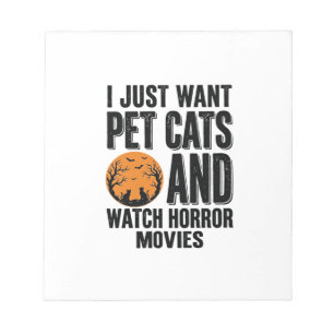 Haustierkatzen Horrorfilme Vintage Halloween-Shirt Notizblock