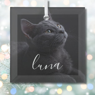 Haustierkatzenfoto Name Ornament Aus Glas