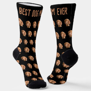 Haustierkopf Foto Schwarz Muster Beste Hundemutter Socken