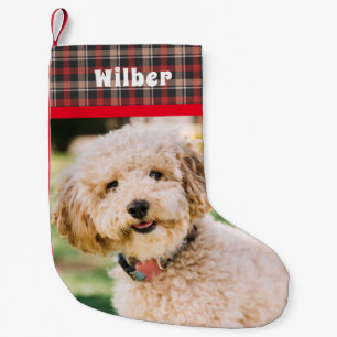 Haustiername und Foto Roter Flanell Kleiner Weihnachtsstrumpf